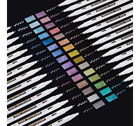 Shuttle Arte Rotuladores Metálicos, 30 colores Rotuladores Metalizados de Punta Fina con 1 Libro de Colorear para DIY, Caligrafía, Rotuladores Brillantes Funciona Muy Bien en Papel Negro, Roca