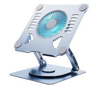 SHUWEI Soporte Giratorio de 360° para portátil con Ventilador de 3 velocidades, Soporte de Altura Ajustable para Escritorio, Almohadilla de refrigeración ergonómica de Aluminio para Laptop de 10 a 15