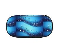 SHuWeiD Bolsa de almacenamiento de bolígrafos con estampado de notas musicales azul cielo, bolsa de almacenamiento de cosméticos portátil para viajes, artículos esenciales de viaje