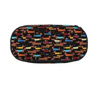 SHuWeiD Bolsa de almacenamiento de bolígrafos con estampado de perro salchicha "I Love My Dog", bolsa de almacenamiento portátil para cosméticos, artículos esenciales de viaje, Negro, One Size