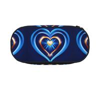 SHuWeiD Bolsa de almacenamiento portátil para bolígrafos con estampado de corazón azul cielo, bolsa de almacenamiento de cosméticos para viajes, artículos esenciales de viaje, Negro, One Size