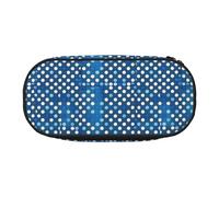 SHuWeiD Bolsa de almacenamiento portátil para bolígrafos, cosméticos y artículos esenciales de viaje con estampado de lunares azules