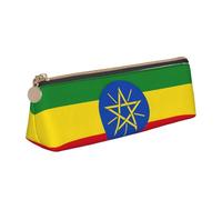SHuWeiD Bolsa de maquillaje multifuncional con estampado de bandera de Etiopía, caja triangular para viajes de oficina y almacenamiento diario de papelería