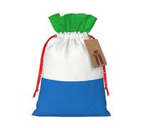 SHuWeiD Bolsa de regalo de Navidad con estampado de bandera de Sierra Leona, hecha de poliéster, utilizada para embalaje de regalo