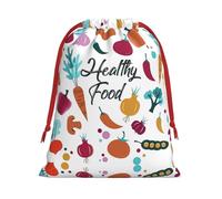 SHuWeiD Bolsa de regalo de terciopelo súper suave con estampado de alimentos saludables, bolsas de regalo multiusos para almacenamiento de dulces y comestibles