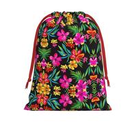 SHuWeiD Bolsa de regalo de terciopelo súper suave con estampado de flores hawaianas, bolsas de regalo multiusos para almacenamiento de dulces y comestibles