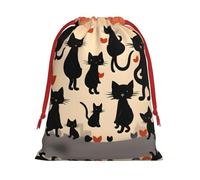 SHuWeiD Bolsa de regalo de terciopelo súper suave con estampado de gatito feliz caminando, bolsas de regalo multiusos para almacenamiento de dulces y comestibles