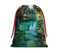 SHuWeiD Bolsa de regalo de terciopelo súper suave con estampado de lago pacífico, bolsas de regalo multiusos para almacenamiento de dulces y comestibles