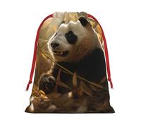SHuWeiD Bolsa de regalo de terciopelo súper suave con estampado de panda rojo, bolsas de regalo multiusos para almacenamiento de dulces y comestibles