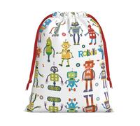 SHuWeiD Bolsa de regalo de terciopelo súper suave con estampado de robots de dibujos animados, bolsas de regalo multiusos para almacenamiento de dulces y comestibles