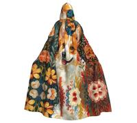 SHuWeiD Corgi Floral Flowers Spring Garden Neutral - Capa con capucha para adultos, capa con capucha de gran tamaño con lazo, sin cremallera, larga y cómoda
