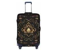 SHuWeiD Funda protectora de equipaje con estampado de flores de loto dorado, de poliéster, lavable, para maleta, para viaje, color blanco, tamaño mediano, Blanco, Medium