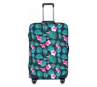 SHuWeiD Funda protectora de equipaje con estampado de flores rojas hawaianas, funda protectora de maleta, de poliéster, lavable, para equipaje de viaje, color blanco, tamaño mediano, Blanco, Medium