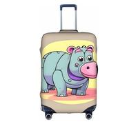 SHuWeiD Funda protectora de equipaje con estampado de hipopótamo de dibujos animados, de poliéster, lavable, para maleta de viaje, color blanco, pequeño, Blanco, Small