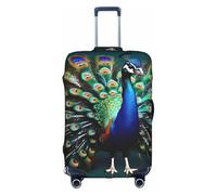 SHuWeiD Funda protectora de equipaje con estampado de pavo real, de poliéster, lavable, para equipaje de viaje, Blanco, S