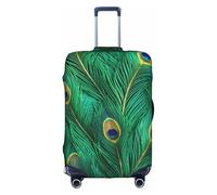 SHuWeiD Funda protectora de equipaje con estampado de plumas de pavo real, de poliéster, lavable, para equipaje de viaje, Blanco, M
