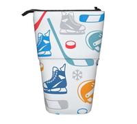 SHuWeiD Funda retráctil vertical con estampado creativo de Hockey Elements, apto para bolígrafos, cosméticos y pequeños elementos esenciales, uso diario