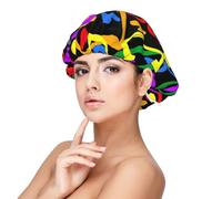 SHuWeiD Gay Pride - Gorro de dormir de satén para adultos, unisex, con estampado de arco iris, gorro de dormir de 33 cm, Negro -, talla única
