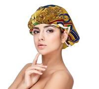 SHuWeiD Gorro de dormir de satén para adultos, unisex, con estampado de la serie Tribe de Egipto, gorro de dormir de satén de 13 pulgadas, color negro, Negro -, talla única