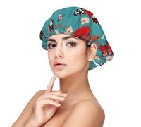 SHuWeiD Gorro de dormir de satén unisex con estampado de mariposas voladoras entre flores, de satén, 13 pulgadas, color negro, Negro -, talla única