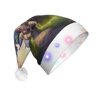 SHuWeiD Magic Fairy Tale Castle02 - Sombreros de Papá Noel con estampado de cuento de hadas, sombrero de franela con luces LED, accesorio para fiestas