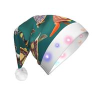 SHuWeiD Sombreros de Papá Noel con estampado de tortugas marinas, sombrero de franela de Navidad con luces LED, accesorio de fiesta de vacaciones