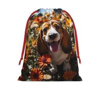 SHuWeiD Sweet Basset Hound Florals 2 - Bolsa de regalo de terciopelo súper suave, multiusos, para almacenamiento de dulces y comestibles