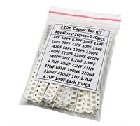 Shuxiang- Condensadores 36Values, 720pcs, 1PF-10UF, conjunto de condensadores electrónicos, 1206, SMD, kit de surtido de condensadores de cerámica, 22PF / 47PF / 22NF / 100NF / 2.2UF / 4.7UF Condensad