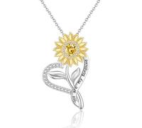Shuxin Collar de girasol de plata para mujer, collar con texto en inglés "You Are My Sunshine", regalo para niñas, día de la madre, San Valentín, cumpleaños, para mamá, mejor amiga, novia, esposa
