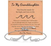 Shuxin Regalos para mamá, hija, nieta, pulsera de la ola de la vida, regalo de cumpleaños de Navidad para adolescentes y mujeres, 17 cm + 5 cm extension chain, Plata, No es una piedra preciosa
