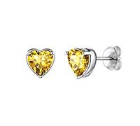 Shuxin Silver Stud Earrings for Women, 925 Sterling Silver Heart Stud Earrings, Silver January Birthstone Stud Earrings for Girls