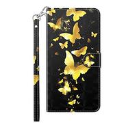 SHUYIT Funda para Huawei P Smart 2021, 3D PU Cuero Carcasa Flip Case Cover con Cierre Magnético Función de Soporte, Antigolpes Billetera Caja Carcasa para Huawei P Smart 2021, Mariposa Dorada