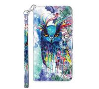 SHUYIT Funda para Huawei P Smart 2021, 3D PU Cuero Carcasa Flip Case Cover con Cierre Magnético Función de Soporte, Antigolpes Billetera Caja Carcasa para Huawei P Smart 2021, Búho acuarela