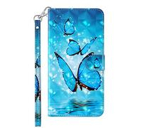 SHUYIT Funda para Huawei P Smart 2021, 3D PU Cuero Carcasa Flip Case Cover con Cierre Magnético Función de Soporte, Antigolpes Billetera Caja Carcasa para Huawei P Smart 2021, Mariposas azules