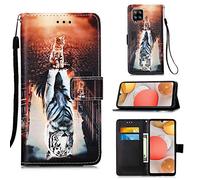 SHUYIT Funda para Samsung Galaxy A42 5G, PU Cuero Carcasa con Flip Case Cover Cierre Magnético Función de Soporte, Antigolpes Billetera Caja Carcasa para Samsung Galaxy A42 5G, Gato tigre