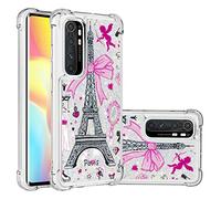 SHUYIT Funda para Xiaomi Mi Note 10 Lite, Líquido TPU Silicona Glitter Carcasa Dinámico Brillante Arena movediza Caso Caja Bumper Protección Cover Case para Xiaomi Mi Note 10 Lite, Torre