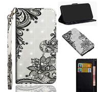 SHUYIT Funda para Xiaomi Poco X3 NFC, 3D PU Cuero Carcasa con Flip Case Cover Cierre Magnético Función de Soporte, Antigolpes Billetera Caja Carcasa para Xiaomi Poco X3 NFC, Flor negra