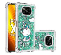 SHUYIT Funda para Xiaomi Poco X3 NFC, Líquido TPU Silicona Glitter Carcasa Dinámico Brillante Arena movediza Caso Caja Bumper Protección Cover Case para Xiaomi Poco X3 NFC, unicornio