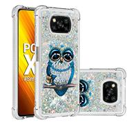 SHUYIT Funda para Xiaomi Poco X3 NFC, Líquido TPU Silicona Glitter Carcasa Dinámico Brillante Arena movediza Caso Caja Bumper Protección Cover Case para Xiaomi Poco X3 NFC, búho