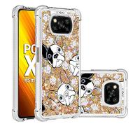 SHUYIT Funda para Xiaomi Poco X3 NFC, Líquido TPU Silicona Glitter Carcasa Dinámico Brillante Arena movediza Caso Caja Bumper Protección Cover Case para Xiaomi Poco X3 NFC, Perro