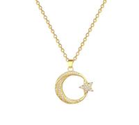 SHVCKLNPW Collar colgante de estrella de luna brillante para mujeres Cadenas de clavícula para chicas regalo de buenas noches