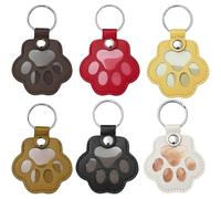 Shwdsy 6 Piezas Llavero Pelo Mascota, Diseño de Huella en Cuero PU con Ventana Transparente, Llavero Conmemorativo de Mascotas para Guardar Pelo de Perro y Gato