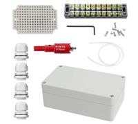 Shwdsy Caja Estanca Exterior Electrica, Plástico ABS Caja Estanca, IP66 Waterproof Electrical Box, 200 × 120 × 75 mm, con Terminales y Accesorios de Montaje, para Cables de Ø12-15 mm