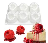 Shwdsy Molde Pastel Mousse, Molde Silicona Postre de 6 Cavidades, Moldes Silicona Con Forma de Frambuesa, Molde Chocolate de Silicona, para Dulces, Gelatinas, Pasteles