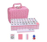 SHWorkshop Juego de 166 azulejos de mahjong americano rosa con caja, incluye fichas reglas, dados, chip e indicador de viento, regalo ideal para los amantes del mahjong