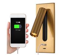 SHXITAYNB Lampara para Cabeceros De Cama Aplique con Interruptor Empuje Oculto, Lampara Lectura Pared Rotación 350 ° Pliegue 90 ° Apliques Pared Pasillo,Latón,3000K Warm