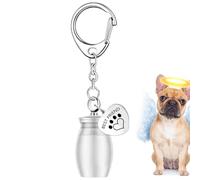 Shxupjn Llavero de urna para cenizas de mascotas, llavero de recuerdo de cilindro de cremación, llavero de recuerdo para cenizas, llavero conmemorativo con huella de cilindro para cachorro