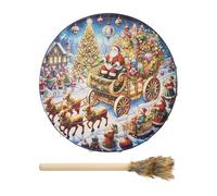 Shxupjn Tambor chamán,Tambores chamán para adultos | Tambor chamán sanador de sonido navideño de 10 pulgadas con baqueta | Decoraciones para el hogar, instrumento espiritual para la meditación de