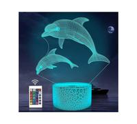 Shxx Dolphin 3d Night Light for Kids, Attivolife Ocean Animals Illusion Lamp 16 Colors Changing 3d8l-196 - MXBC