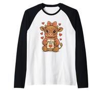 Shy Cow Valentine I Moo-SS You Crochet Love Día de San Valentín Camiseta Manga Raglan